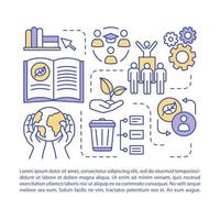 Zero waste education, article page vector template. Brochure, magazine, booklet design element with linear icons and text boxes. Waste management. Print design. Concept illustrations with text space