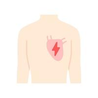 Ill heart flat design long shadow color icon. Sore human organ. People disease. Unhealthy cardiovascular system. Sick internal body part. Physical health. Vector silhouette illustration