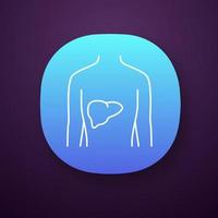 Healthy liver app icon. Human organ in good health. Functioning digestive gland. Wholesome gastrointestinal tract. UI UX user interface. Web or mobile application. Vector isolated illustration