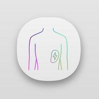 Ill spleen app icon. Sore human organ. Unhealthy lymphatic system. Sick internal body part. Immune system. UI UX user interface. Web or mobile applications. Vector isolated illustrations