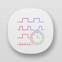 Timing diagram app icon. Signals set in time domain. Process chart. Timing relationships description. Digital science. UI UX user interface. Web or mobile applications. Vector isolated illustrations
