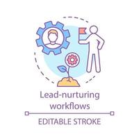 Lead-nurturing workflows concept icon. Marketing automation idea thin line illustration. B2B, b2c email campaign. Marketing livecycle, content. Vector isolated outline drawing. Editable stroke