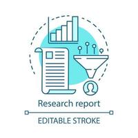 Research report blue concept icon. Sales conversions funnel idea thin line illustration. Marketing metrics, statistics. Search information result. Vector isolated outline drawing. Editable stroke