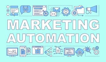 Marketing automation word concepts banner. SEO, SEM, web analytics. Presentation, website. Isolated lettering typography idea with linear icons. Vector outline illustration