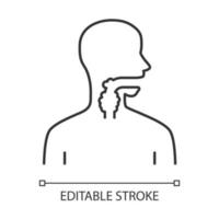 icono lineal de garganta enferma. angina, amigdalitis. sección superior del tubo digestivo. tracto gastrointestinal. ilustración de línea delgada. símbolo de contorno dibujo de contorno aislado vectorial. trazo editable vector