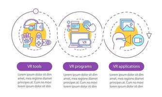 plantilla de infografía vectorial de realidad virtual. Aplicación vr, herramientas, programas. visualización de datos con cinco pasos y opción. gráfico de línea de tiempo del proceso. diseño de flujo de trabajo con iconos vector