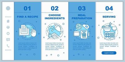 Chinese restaurant onboarding mobile web pages vector template. Responsive smartphone website interface. Choosing recipes, ingredients, food preparation, serving. Webpage walkthrough step screens