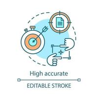 High accurate advantage concept icon. Business model. Target of technology. Achievement. Focus on smart goal idea thin line illustration. Vector isolated outline drawing. Editable stroke