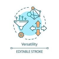 Versatility advantage concept icon. Big data. IOT. Network. Funnel conversion. Advantages of digital technology idea thin line illustration. Vector isolated outline drawing. Editable stroke