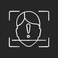 Face ID scan unidentified chalk icon. Facial recognition. Face scan. Permission access rejected. Isolated vector chalkboard illustration