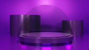 Purple podium with metallic on Purple background for review product photo
