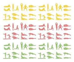 silhouettes of set of exercises background backdrop vector