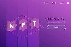 Non Fungible Token Project landing page - crypto artwork platform concept vector