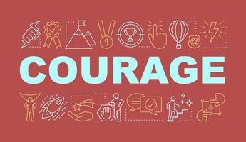 Courage word concepts banner. Strength. Goal achieving. Achievement. Presentation, website. Isolated lettering typography idea with linear icons. Leadership. Vector outline illustration