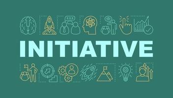 Initiative word concepts banner. Business success. Startup launch. Smart goals achieving. Isolated lettering typography idea with linear icons. Skill improvement. Vector outline illustration