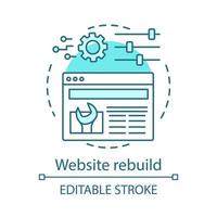 Website rebuild concept icon. Website customization idea thin line illustration. Content marketing. User interface redesign, relaunch. Features update. Vector isolated outline drawing. Editable stroke