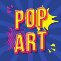 Pop art vintage 3d vector lettering. Retro bold font, typeface. Comics stylized text. Old school style letters. 90s, 80s poster, banner, t shirt typography design. Blue halftone rays color background