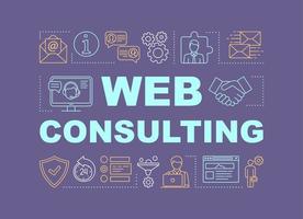 Web consulting word concepts banner. Digital marketing. Customer support service, assistance. Presentation, website. Isolated lettering typography idea with linear icons. Vector outline illustration