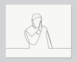 man telling secret behind hand continuous one line illustration vector