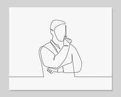 man looking wondered continuous one line illustration vector