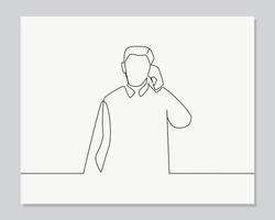 man on the phone continuous one line illustration vector