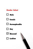 gender select choice,check bisexual, sex concept photo