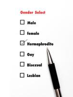 gender select choice,check hermaphodite, sex concept photo