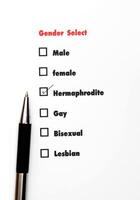 gender select choice,check hermaphodite, sex concept photo