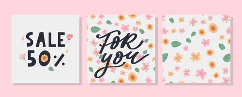 For you Happy Valentine's day text, hand lettering typography poster on red gradient background. Vector illustration. Romantic quote postcard, card, invitation, banner template.