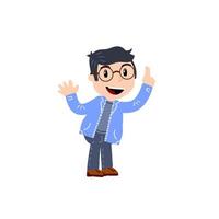 Little boy with glasses. Happy smart child vector