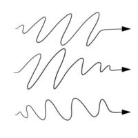 Wavy line. Set of curved and sinuous arrows vector