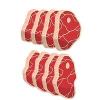 Set of Piece of raw meat. Cartoon illustration. Cut off half beef piece. vector