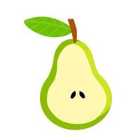 Half pear. Sliced green fruit. vector