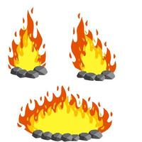 Red campfire. Orange flame. Tourist bonfire vector