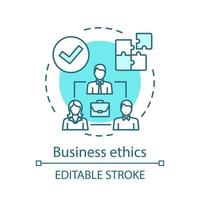 Business ethics concept icon. Corporate policy idea thin line illustration. Leadership. Partnership. Team management. Decision making. Problem solving. Vector isolated outline drawing. Editable stroke