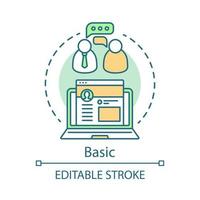 Basic concept icon. Digital marketing tool subscription tariff idea thin line illustration. Digital technology. Customer database. Display advertising. Vector isolated outline drawing. Editable stroke