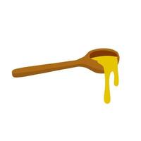 Spoonful of honey. Wooden spoon. Sweet food and dessert. vector