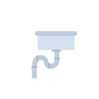Sink. Kitchen and bath element. Sewage system. vector