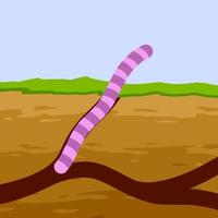 Worm in ground. Spring concept. vector