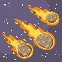 Meteor with trail of fire. vector