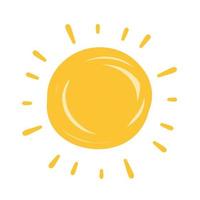 Hand drawn sun. Element of summer and nature. Yellow warm object. vector