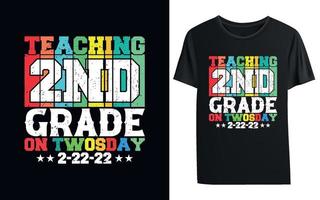 camiseta de enseñanza de segundo grado en twosday 2-22-22 vector
