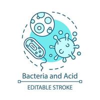 Bacteria and acid concept icon. Oral flora. Pathogens. Causes of tooth decay. Pathogenic microflora. Viruses and protozoa idea thin line illustration. Vector isolated outline drawing. Editable stroke