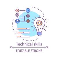 icono del concepto de habilidades técnicas. poder del conocimiento, proceso de aprendizaje, idea de autoeducación ilustración de línea delgada. dibujo de contorno aislado del vector de mentalidad técnica de pensamiento lógico. trazo editable