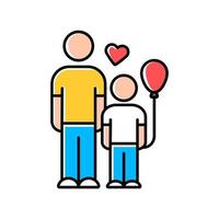 Orphans help color icon. Child adoption program. Volunteering support program for motherless kids. Foster care. Family-type children home. Isolated vector illustration