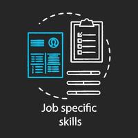 Job specific skills chalk concept icon. Company recruitment, hiring. Job interview, candidates cv. Work position application. Hard skills list employees resume vector isolated chalkboard illustration