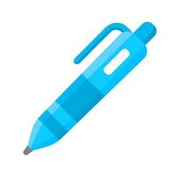 Automatic ballpoint pen flat design color icon. Writing tool isolated vector illustration. Stationery items shop, school supplies store logo. Document signing instrument. Education attribute