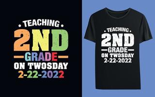 camiseta de enseñanza de segundo grado el dos días 22-2-2022 vector
