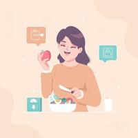 fondo de ilustración de programa de dieta de estilo de vida saludable vector