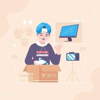 unboxing package concept illustration background vector